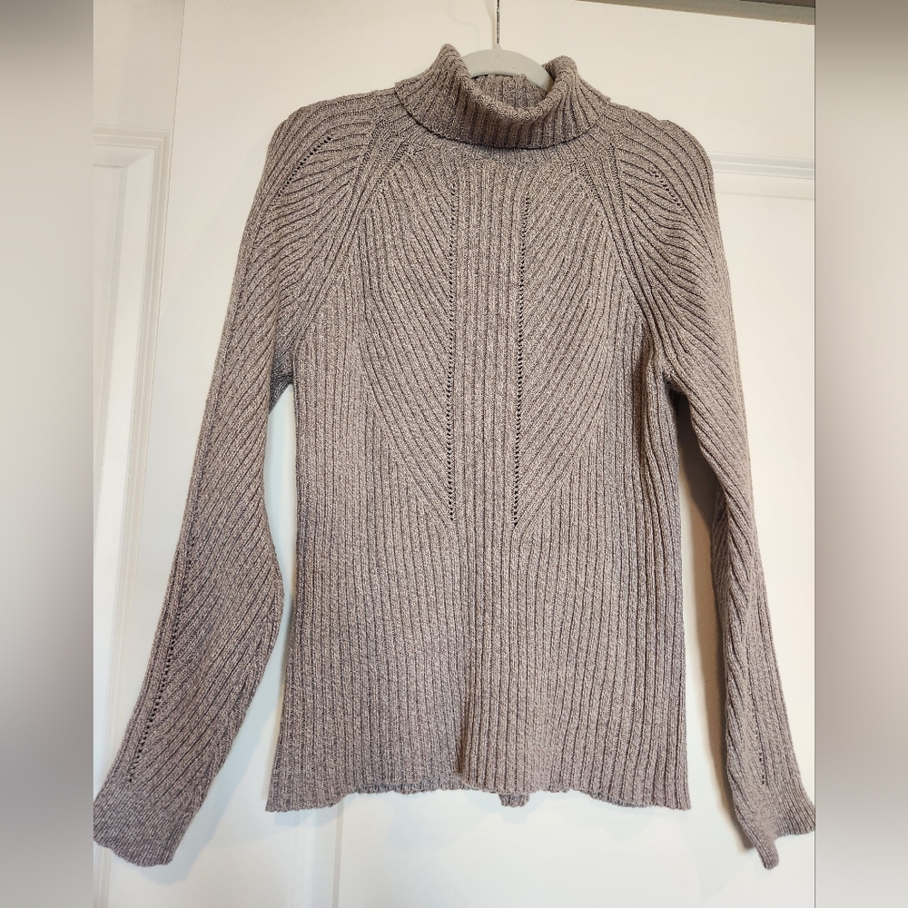 Women's Sundance XL Gray Cotton Silk Blend Ribbed Turtleneck Sweater
